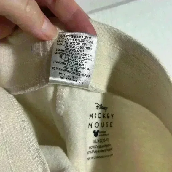 Mickey Mouse ivory shorts XL (15-17). Disney heavier weight cotton/polyester - Picture 8 of 9
